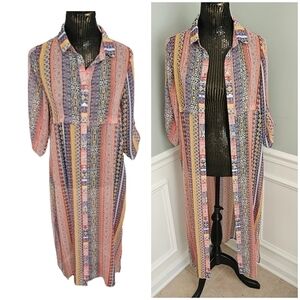 HOPE Springs duster/ maxi dress button down size small
